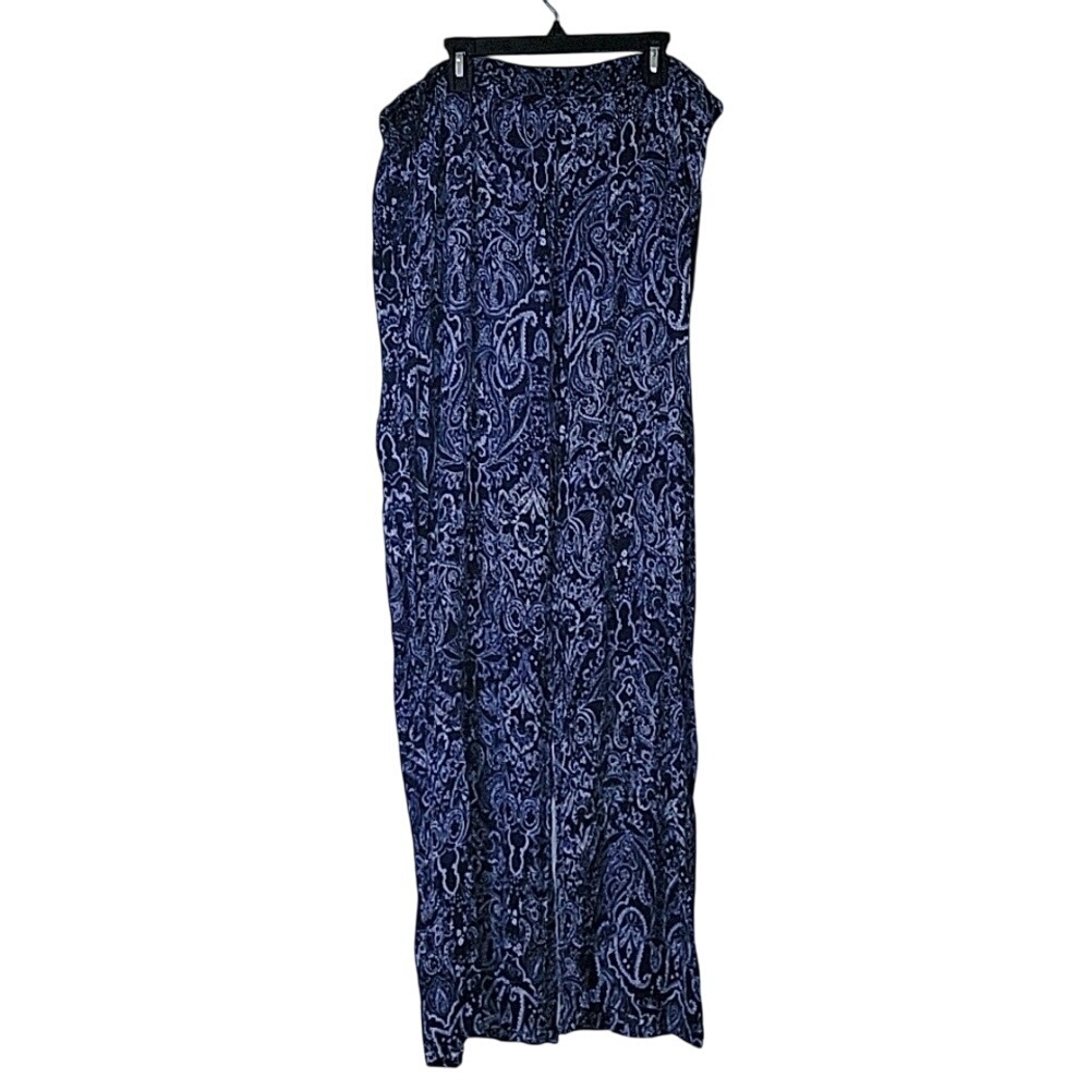 7 for all mankind ‎ Lounge Pants Paisley Print Wide Leg Comfy Casual Blue Size L